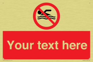 Custom No swimming prohibition Sign